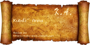 Kubó Anna névjegykártya